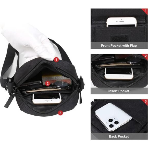 Crossbody Bag for Mens,Travel Passport Wallet Bag for Men for Cell - Picture 5 of 7